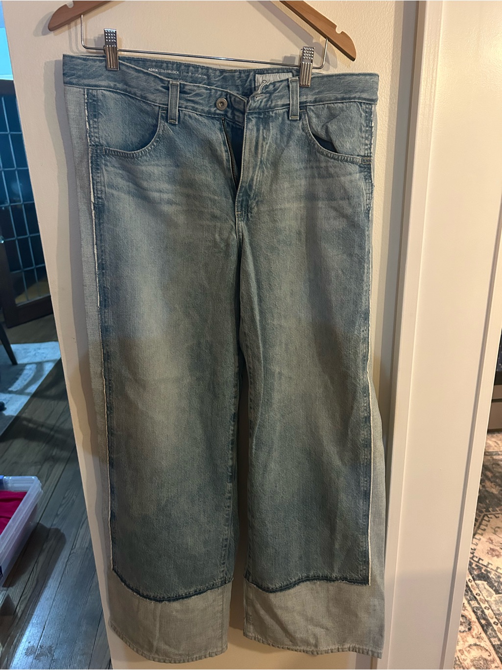 Ag Adriano Goldschmied Wide Leg Colorblock Rigid Denim
